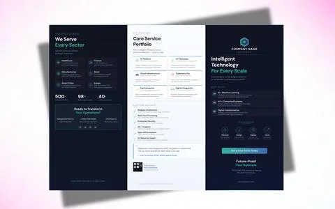 Smart Tech Trifold Brochure Vector Three Panel Innovation Stock Illustration