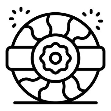 Smart tech wheel rotating and sparkling with central gear and horizontal bann Illustrazione stock
