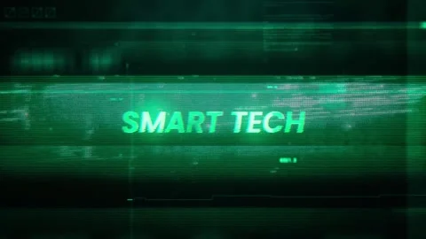 Smart Tech Word on Noise Glitch Error technology futuristic data background Stock Footage 343353572