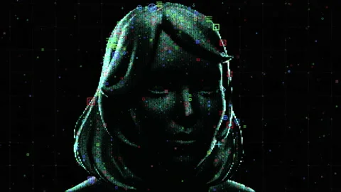 Smart Technology Artificial Intelligence People Id Scanner Visualization in Work 库存影片 146911664