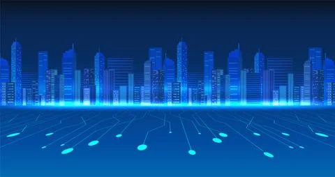 Smart technology city Illustration