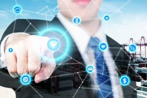 Smart technology concept with global logistics partnership for Logistics Impo Stock Photos