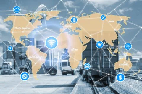 Smart technology concept with global logistics partnership for Logistics Impo Stock Photos