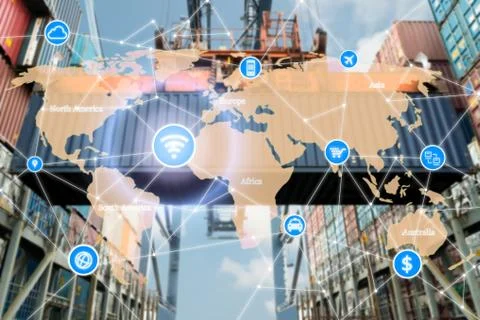 Smart technology concept with global logistics partnership for Logistics Impo Stock Photos