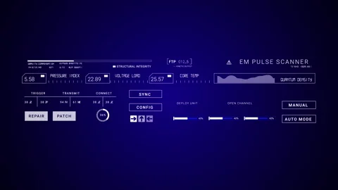 Smart Technology Control HUD blue BG infographic appearing Sci Fi 2D texture 動画素材 337558236