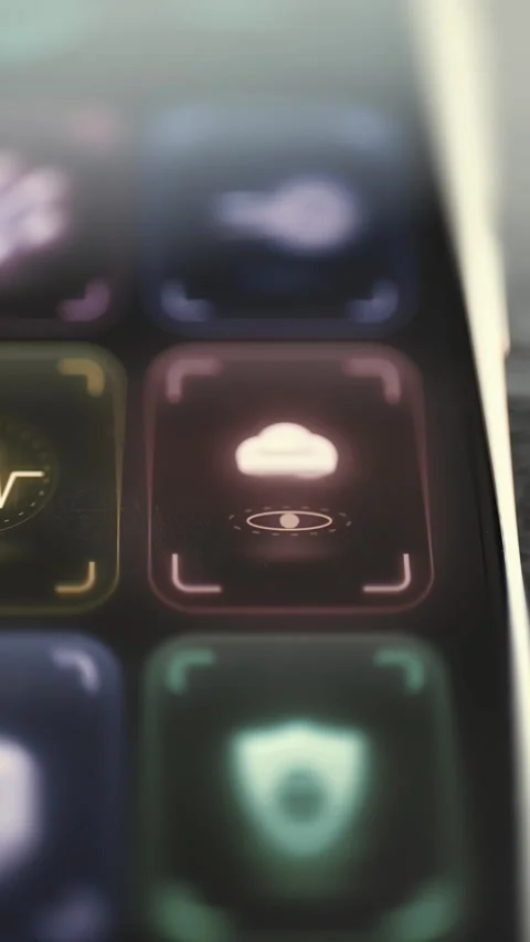 Smart Technology Control Icon Among Mobile Apps Stock Footage 341865621