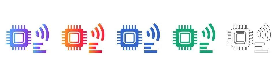 Smart Technology Data Connection Icon Set Illustrazione stock
