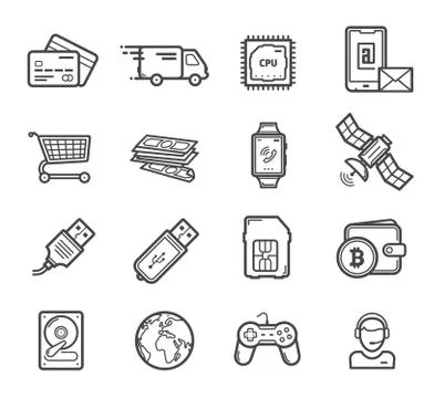 Smart technology devices, vector icons Stock Illustration