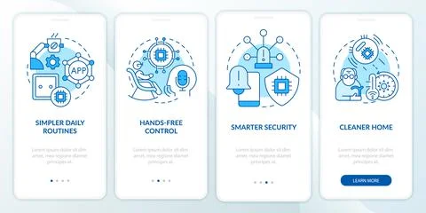 Smart technology for elderly blue onboarding mobile app screen 스톡 일러스트