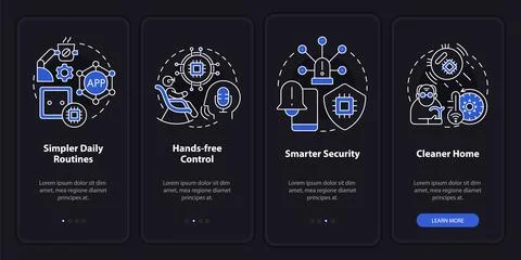 Smart technology for elderly night mode onboarding mobile app screen Stock Illustration