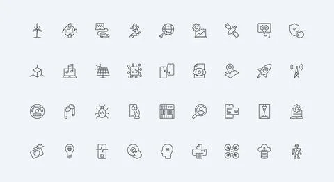 Smart technology, electronic devices and tech gadgets, cybersecurity line icon 스톡 일러스트