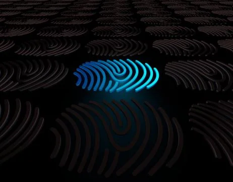 Smart technology fingerprint, identification and data Illustrazione stock