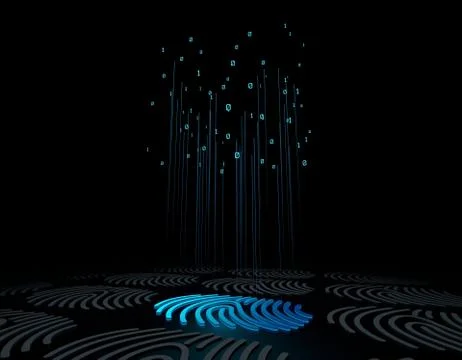 Smart technology fingerprint, identification and data, code Illustrazione stock