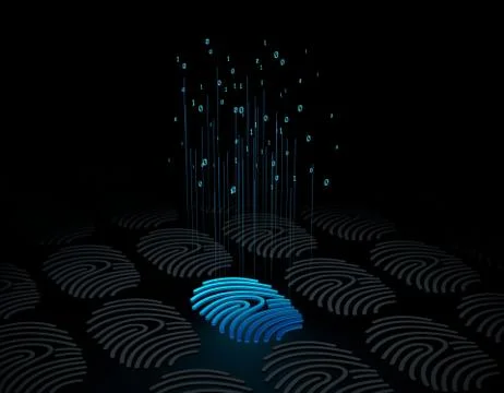 Smart technology fingerprint, identification and data, code Stock Illustration