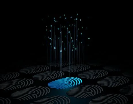 Smart technology fingerprint, identification and data, code 스톡 일러스트