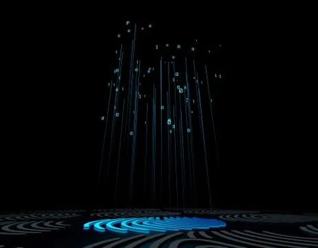 Smart technology fingerprint, identification and data, code 스톡 일러스트