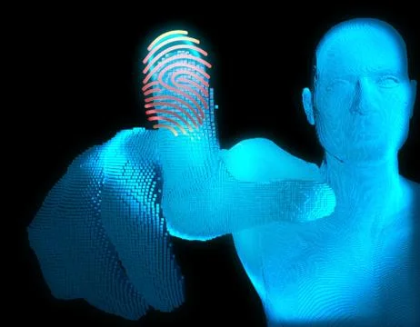 Smart technology fingerprint, identification and artificial intelligence Illustration