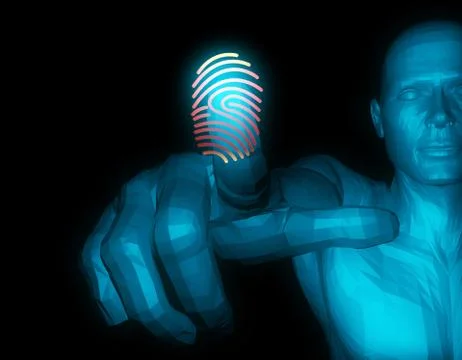 Smart technology fingerprint, identification and artificial intelligence Stock Illustration