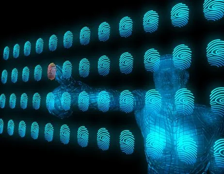 Smart technology fingerprint, identification and artificial intelligence 库存插图
