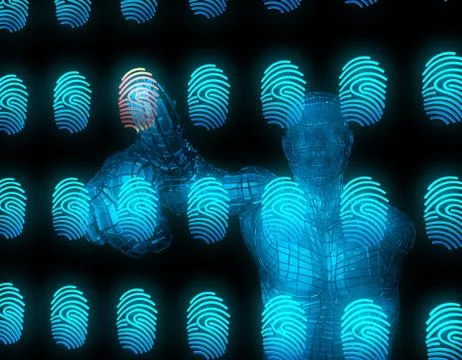 Smart technology fingerprint, identification and artificial intelligence 库存插图