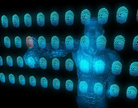 Smart technology fingerprint, identification and artificial intelligence Stock Illustration