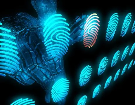 Smart technology fingerprint, identification and artificial intelligence Stockillustratie