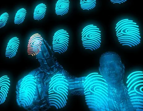 Smart technology fingerprint, identification and artificial intelligence Stockillustratie