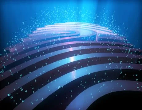 Smart technology fingerprint, identification and data, code 스톡 일러스트