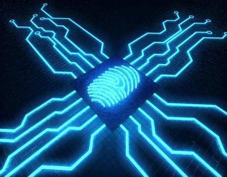 Smart technology fingerprint, identification and electronic chip Stock Illustration