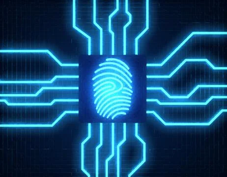Smart technology fingerprint, identification and electronic chip Stock Illustration