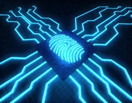 Smart technology fingerprint, identification and electronic chip Stock Illustration