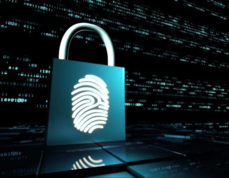 Smart technology fingerprint lock, identification and information security 스톡 일러스트