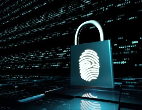 Smart technology fingerprint lock, identification and information security Stock Illustration