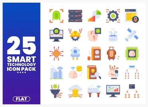 Smart Technology Flat Icons Collection Illustrazione stock