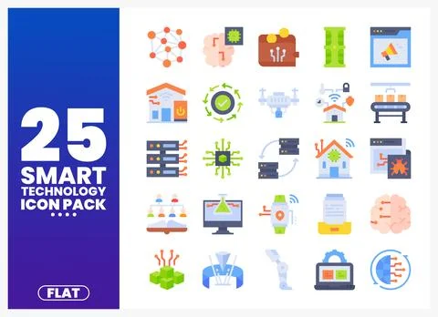 Smart technology flat icons for digital projects イラスト素材