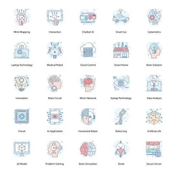 Smart Technology Flat Icons Pack Stock Illustration