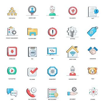 Smart Technology Flat Icons Pack Stock Illustration