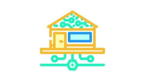 Smart technology green building color icon animation Stock Footage 327260425