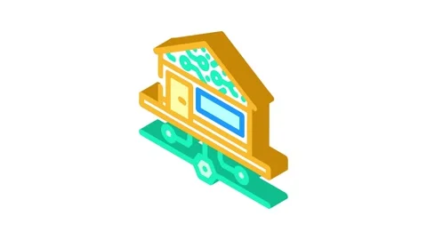 Smart technology green building isometric icon animation Stock Footage 327281539