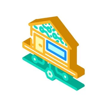 Smart technology green building isometric icon vector illustration Ilustración de archivo