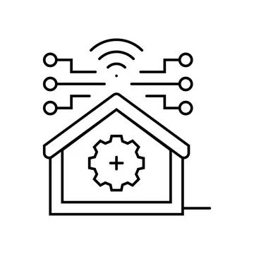 Smart technology green building line icon vector illustration Ilustración de archivo