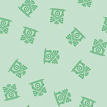 Smart technology green building line seamless pattern Stock Illustration