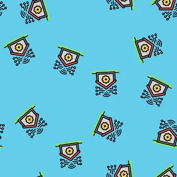 Smart technology green building vector seamless pattern Ilustración de archivo