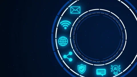 Smart technology HUD visual circular interface, Network explainers Stock Footage 348123656