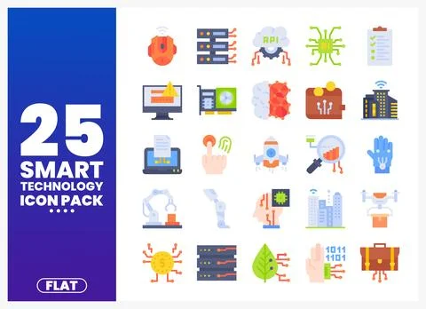 Smart Technology Icon Pack. Flat Design Stock Illustration