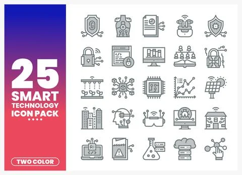 Smart Technology Icon Pack for Innovation and Digitalization Stock Illustration