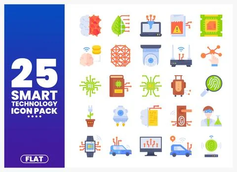 Smart Technology Icons AI. Brain. Network. Security. AI. Innovation Ilustración de archivo