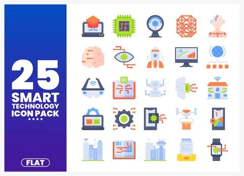 Smart Technology Icons AI. Drones. Robotics. and IoT Concepts イラスト素材