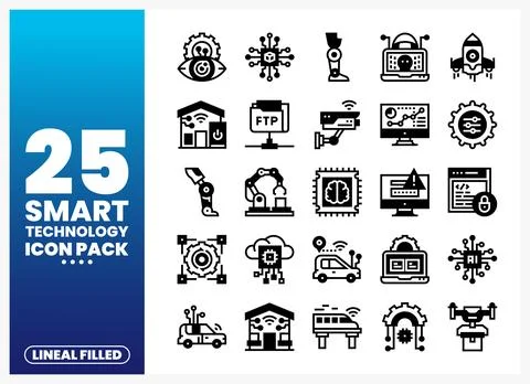 Smart Technology Icons AI. IoT. Robotics. and Cloud Computing Illustration