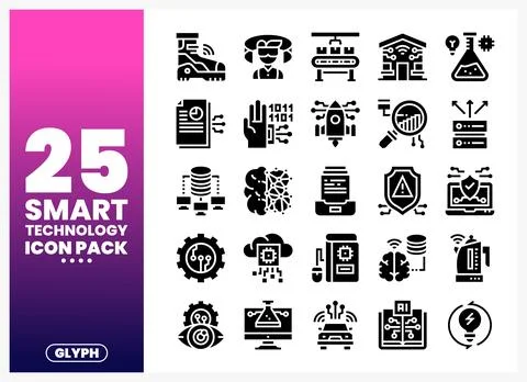 Smart Technology Icons with AI. IoT. and Data Elements Stock Illustration